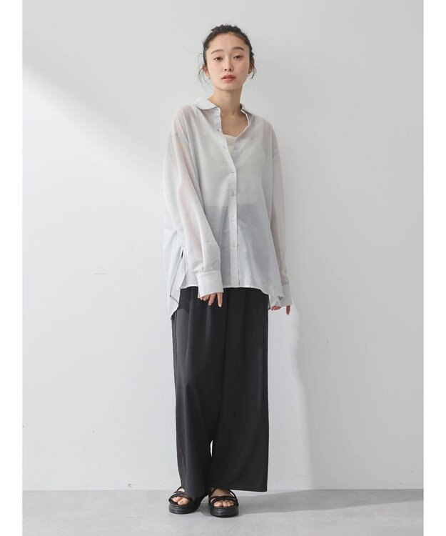 earth music&ecology ゆるてろワイドパンツ Black