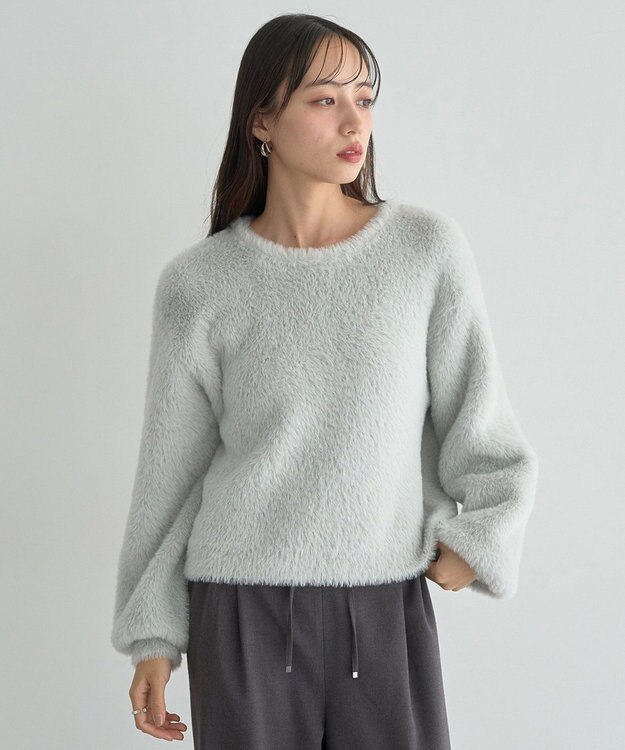 earth music&ecology Ｗフェイスシャギープルオーバー Light Gray