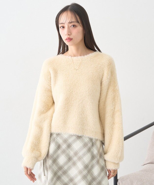 earth music&ecology Ｗフェイスシャギープルオーバー Ivory