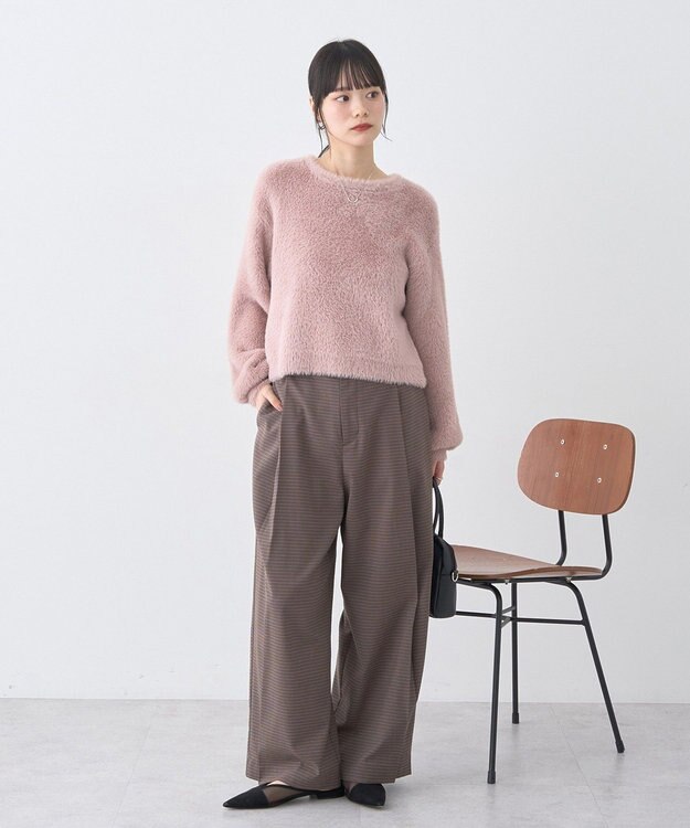 earth music&ecology Ｗフェイスシャギープルオーバー Pink