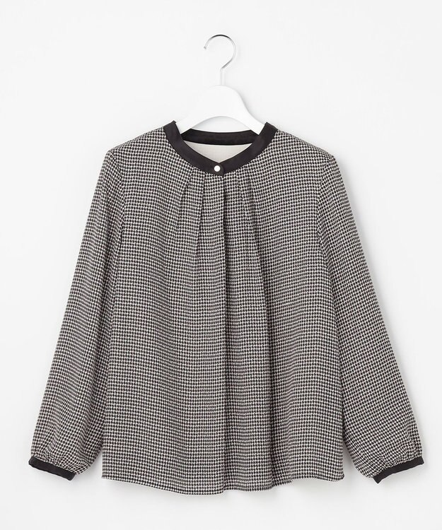 ANY SIS L 【裏起毛】エニポカ バンドカラー ブラウス 千鳥