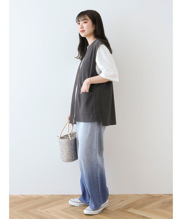 Green Parks フロントＺＩＰカットベスト Gray