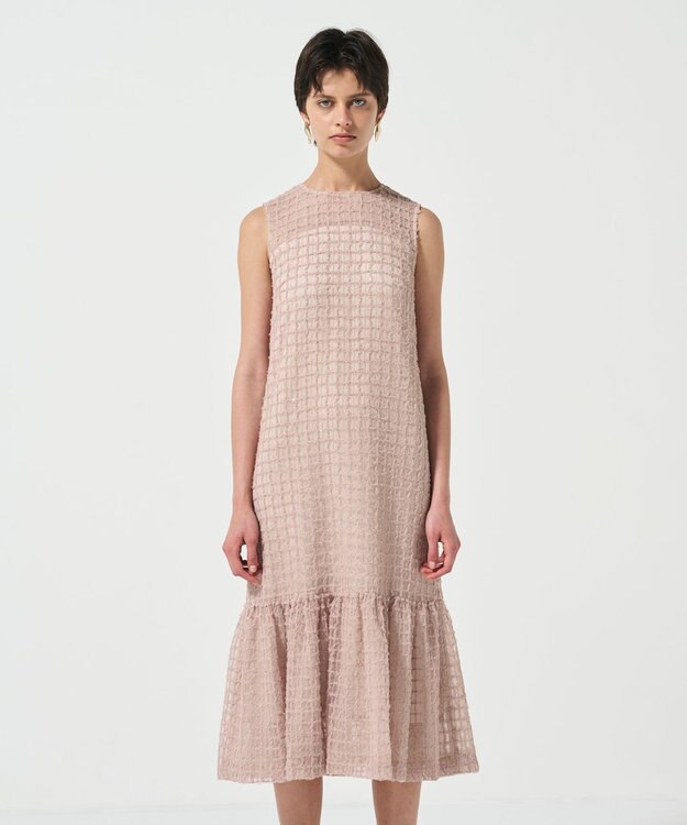 GRACE CONTINENTAL チュールチェックワンピース ベージュ