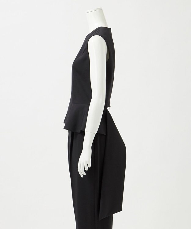 23区 S 【エステータ】ライトダブルクロス バックリボン ペプラムトップス ブラック系