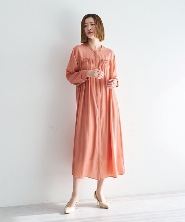 YECCA VECCA ベルト付きギャザーワンピース Orange