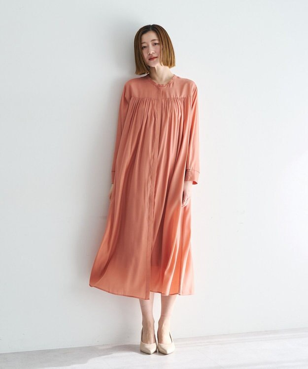 YECCA VECCA ベルト付きギャザーワンピース Orange