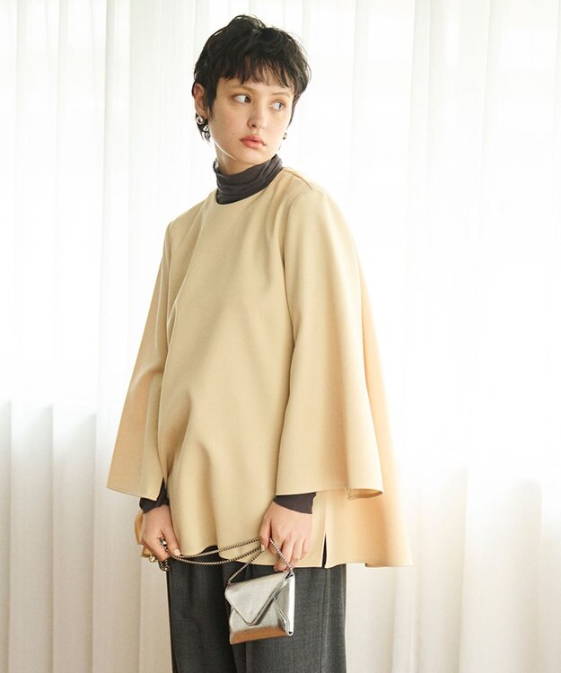 #Newans 【マシンウォッシャブル】ファスナースリットＡラインブラウス ライトイエロー