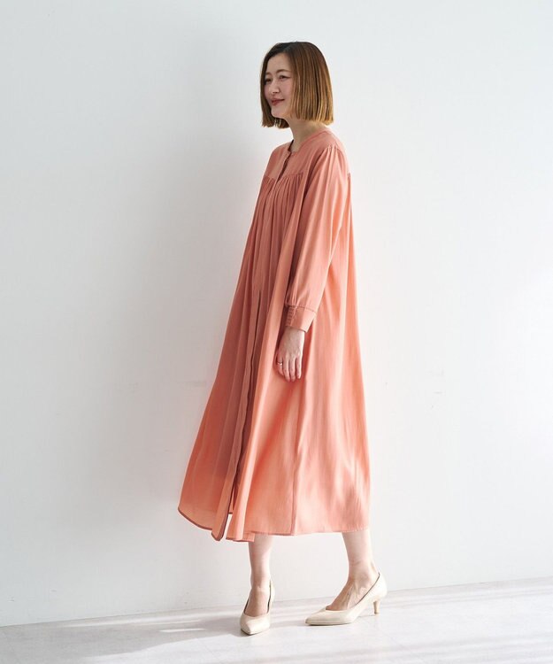 YECCA VECCA ベルト付きギャザーワンピース Orange