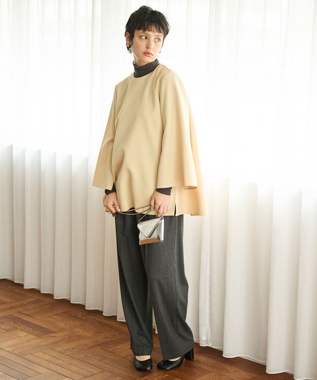 #Newans 【マシンウォッシャブル】ファスナースリットＡラインブラウス ライトイエロー