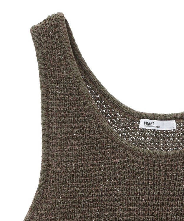CRAFT STANDARD BOUTIQUE ワッフル編み短丈ニットベスト Khaki
