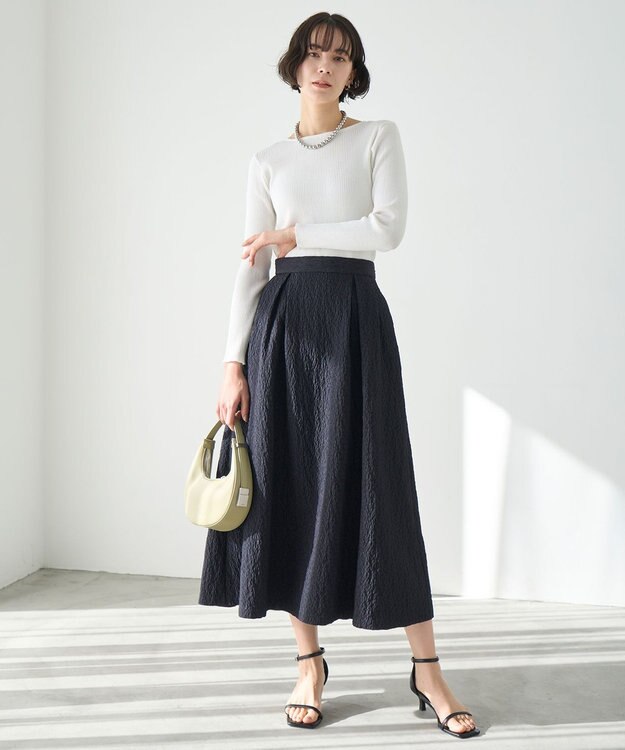 UNFILO フクレジャガード ボリュームスカート ネイビー