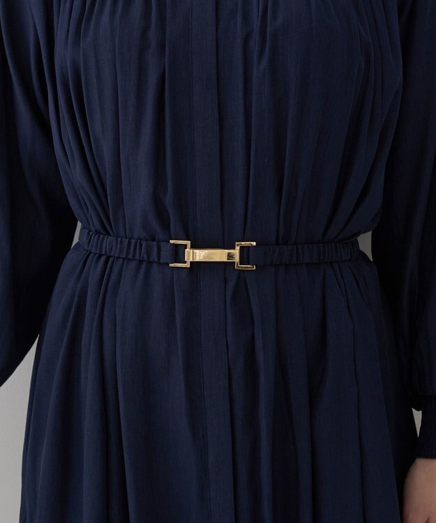 YECCA VECCA ベルト付きギャザーワンピース Navy