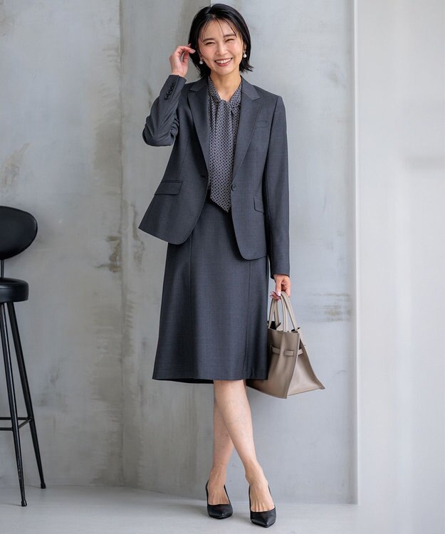 23区 【新色追加/セットアップ対応】ラフィーネウール 一つ釦 ジャケット グレー系