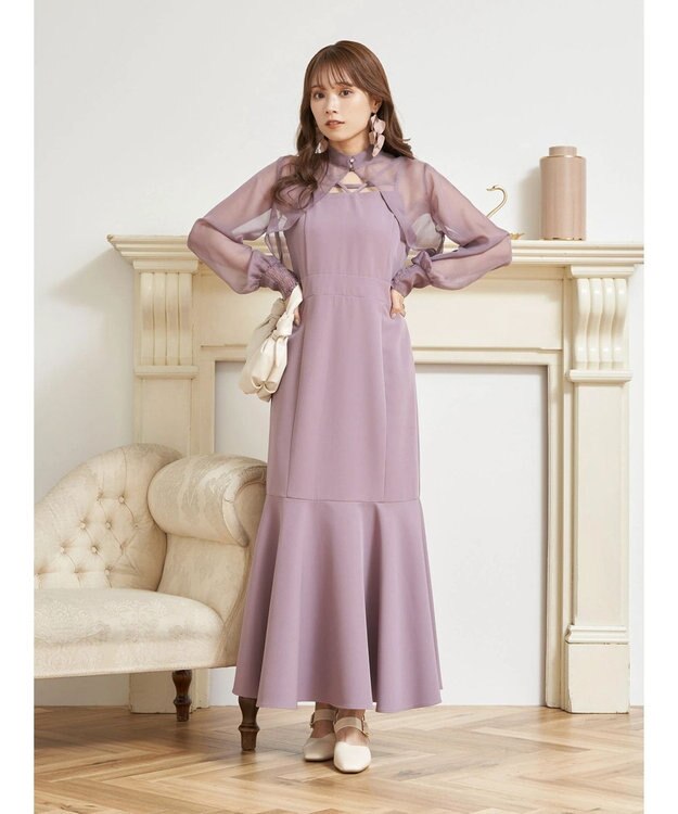 earth music&ecology ＳＥＴ２点シアーボレロ＋キャミワンピース Grayish Pink