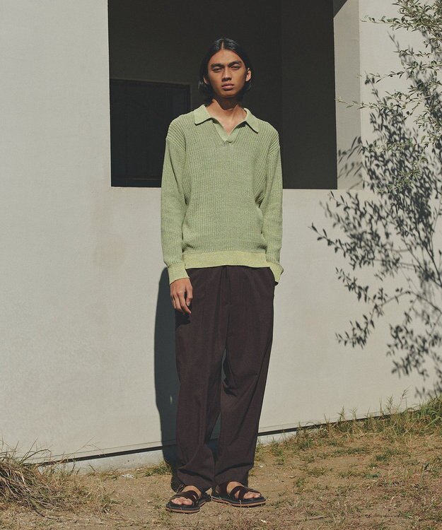 UNFILO MENS メッシュ ニットポロ [24年春夏商品] イエロー