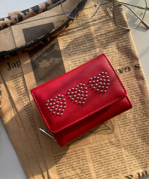 WEGO スタッズデザインウォレット レッド