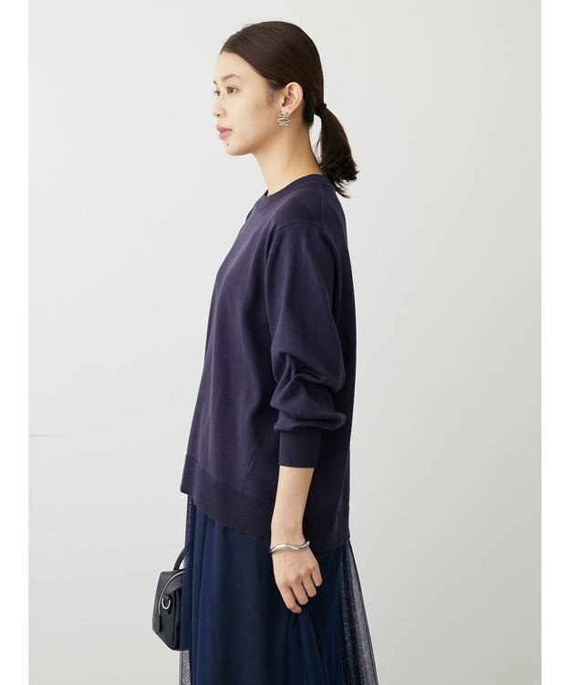 Green Parks アルガンオイル配合　クルーネックプルオーバー Navy