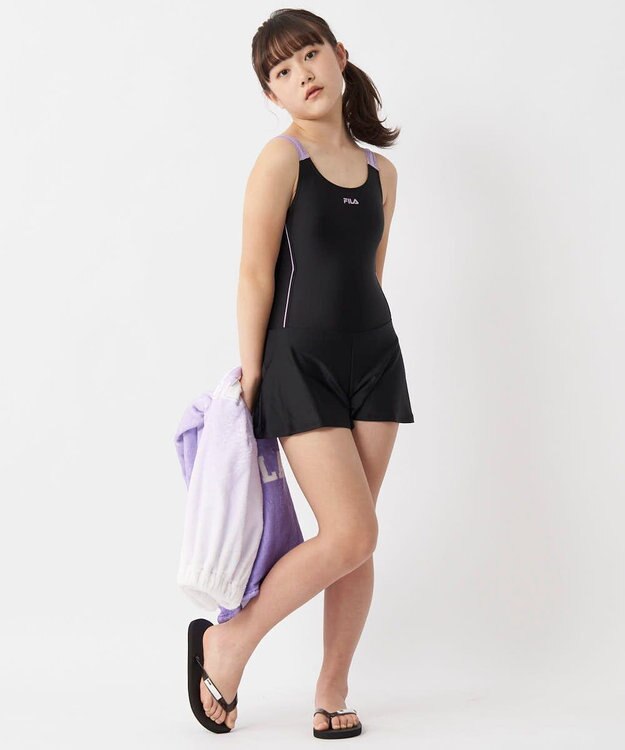 OP／FILA 【FILA】キュロット一体型スクール水着 ブラック×パープル