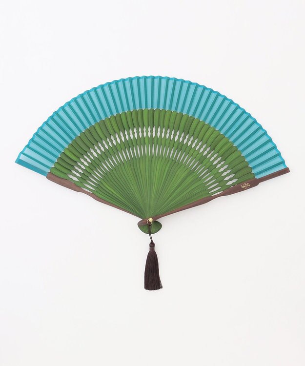 自由区 カラーブロック 扇子 ブルー