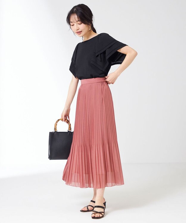 ANY SIS 【接触冷感】レイヤードスリーブ ニット ブラック