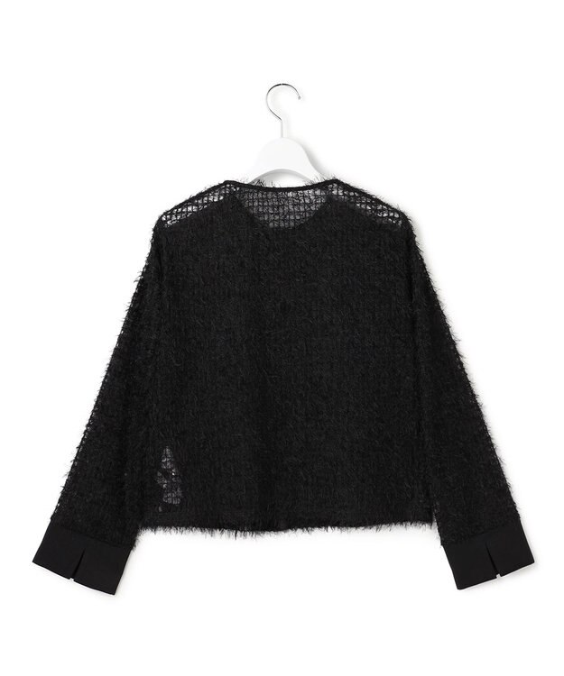 ICB L 【洗える】 フェザーチュール ブラウス ブラック系