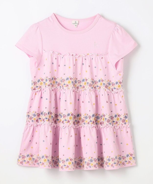 組曲 KIDS 【150-160㎝】ティアードフラワー チュニック ピンク