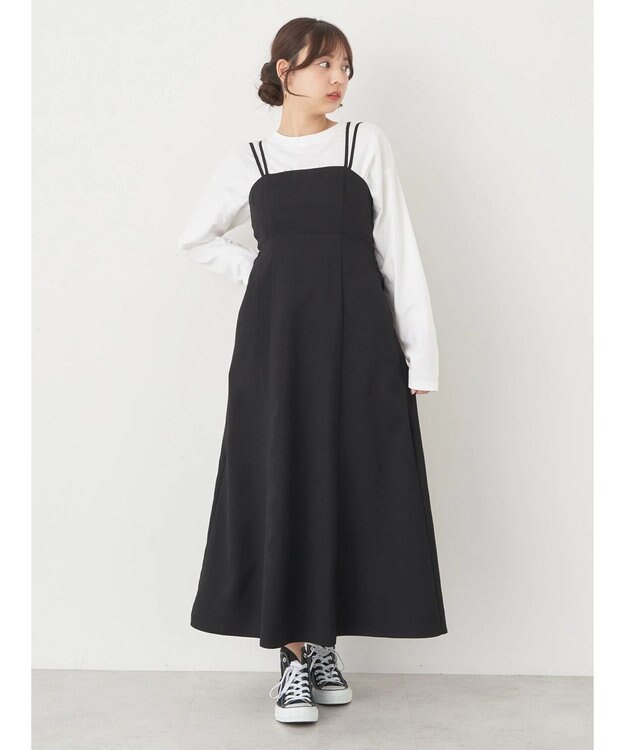 earth music&ecology ダブルストラップキャミワンピース Black