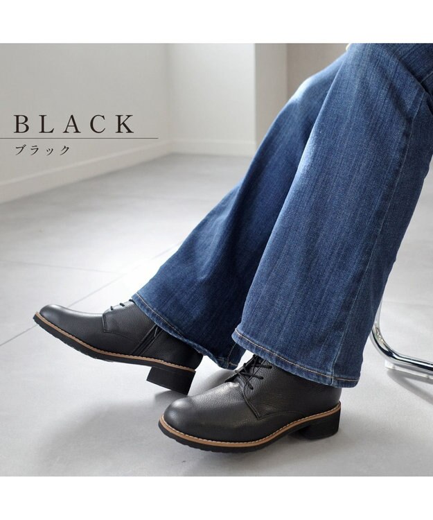 Pointer 本革レースアップブーツ ブラック