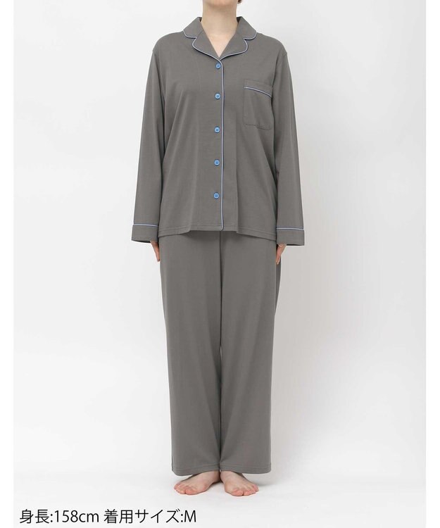une nana cool 【綿100%】なめらかハイゲージ天竺パジャマ MADE WITH LIBERTY FABRIC チャコールグレー