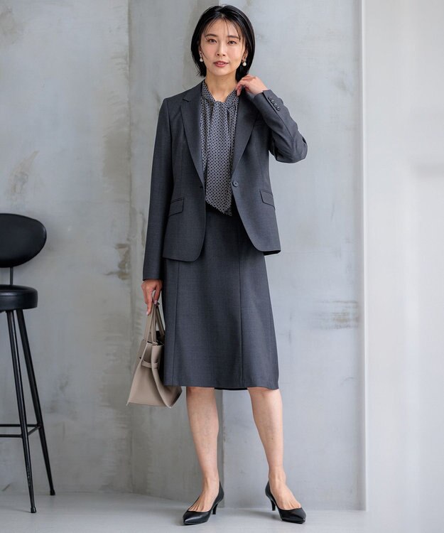 23区 S 【新色追加/セットアップ対応】ラフィーネウール 一つ釦 ジャケット グレー系