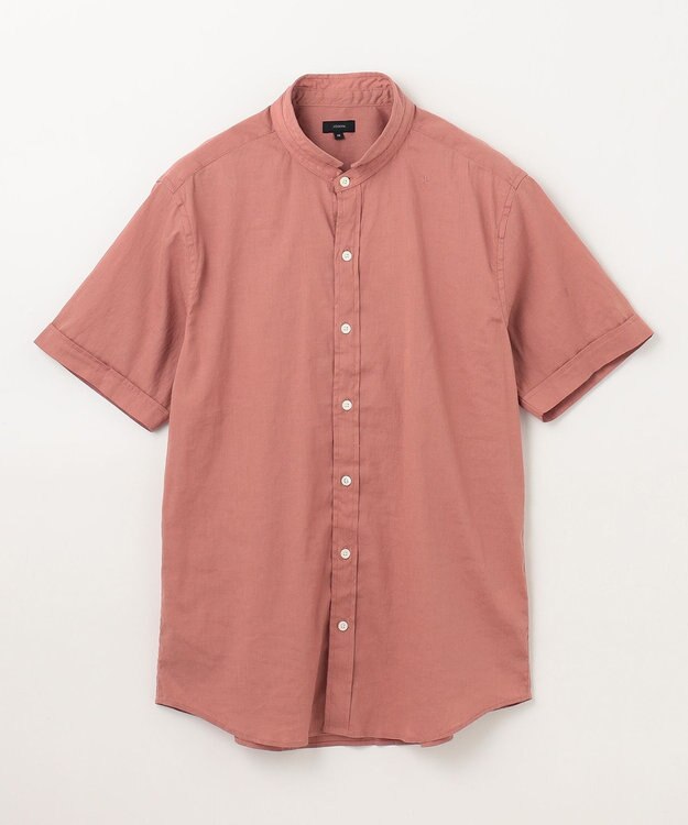 JOSEPH HOMME リネンストレッチブロード 　ウィングカラー半袖シャツ ライトオレンジ系