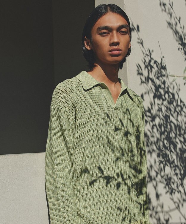 UNFILO MENS メッシュ ニットポロ [24年春夏商品] イエロー