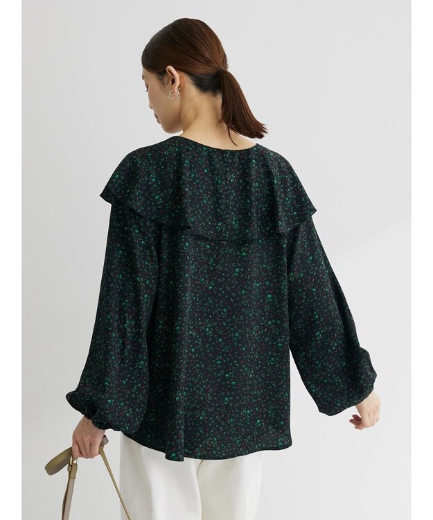 Green Parks 柄アソートラッフル衿ブラウス Flower