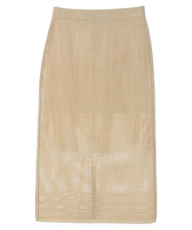 Green Parks ２ｗａｙ　メッシュ編みニットＩラインスカート（ペチ付き） Gold