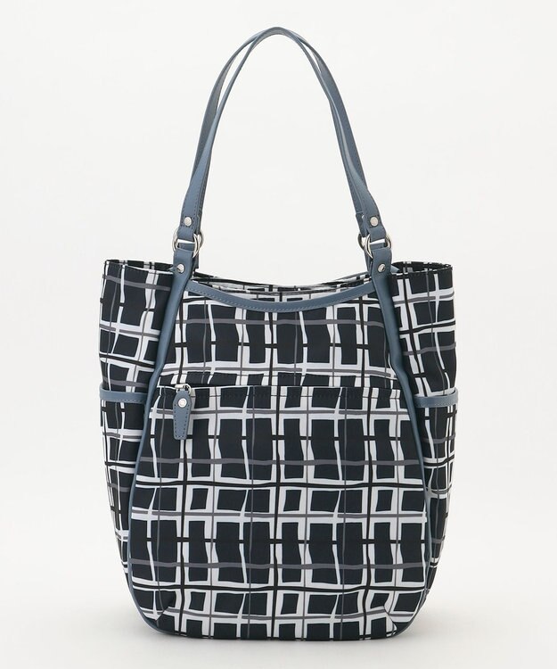 Y'SACCS ドローイングチェックトートバッグ ネイビー