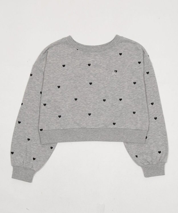 WEGO ハート総柄刺?スウェット 杢グレー