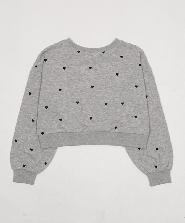 WEGO ハート総柄刺?スウェット 杢グレー
