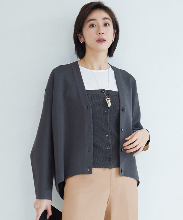 自由区 【洗える】ドライコットンハイゲージニット ビスチェ スレート