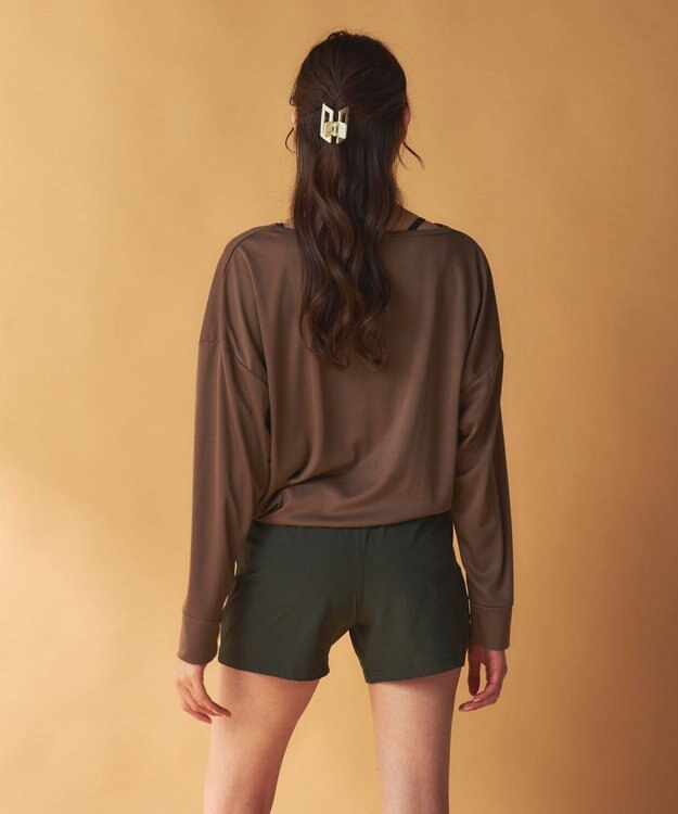 OP／FILA 【Ocean Pacific】ドロスコード付き長袖ラッシュガード　上下2点セット ベージュ