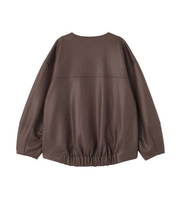 YECCA VECCA レザーライクノーカラーブルゾン Brown