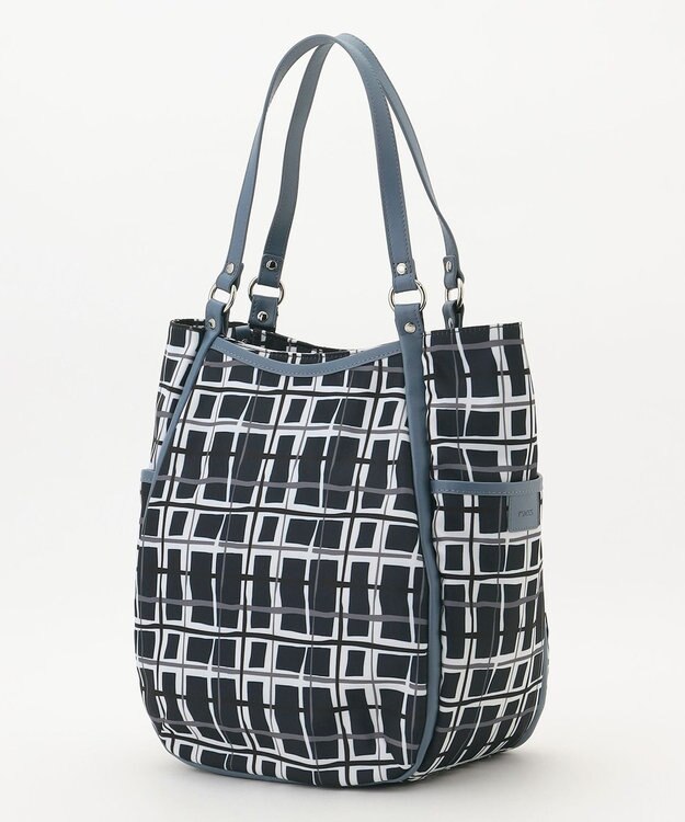 Y'SACCS ドローイングチェックトートバッグ ネイビー