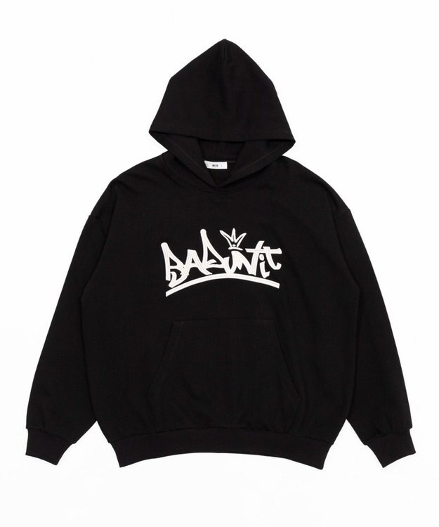 WEGO 【ユニセックス着用ITEM/SMLサイズ展開】グラフィックロゴプルパーカー ブラック