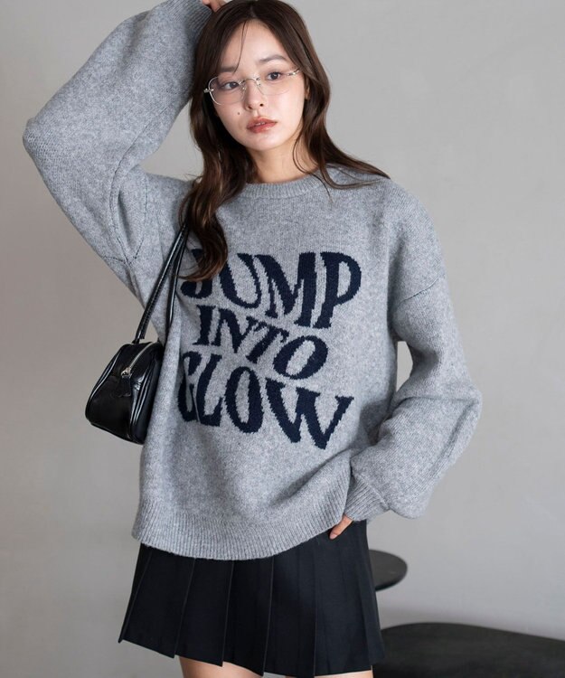 WEGO 【2025年秋冬新作】フラッフィーグラフィックニットBIGプルオーバー 柄2