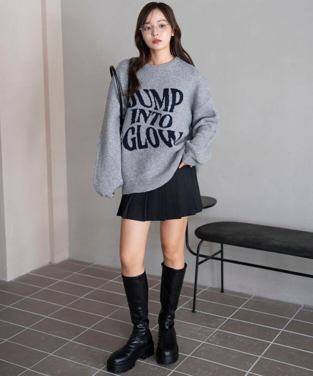 WEGO 【2025年秋冬新作】フラッフィーグラフィックニットBIGプルオーバー 柄2