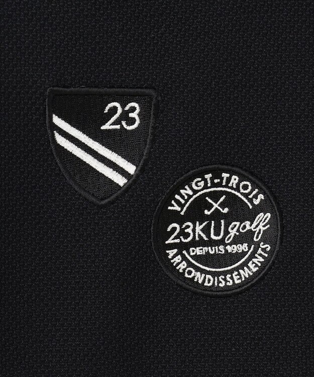 23区GOLF 【キングサイズ】ハニカムカノコ 半袖ポロシャツ ブラック系