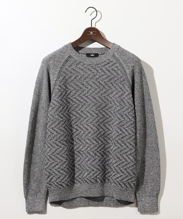 JOSEPH ABBOUD 【和紙使用エコ素材/日本素材/軽量/通気性/速乾性】和紙ムリネ ニット クルーネック ニット ライトグレー系