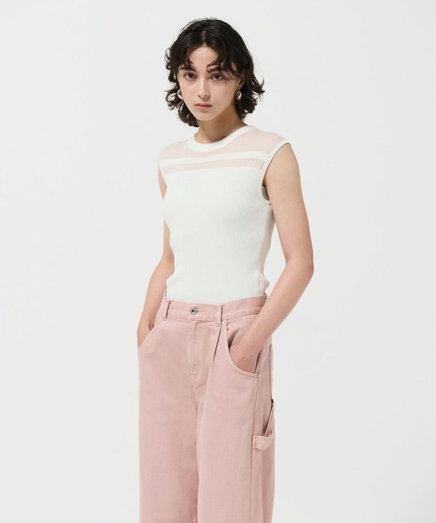 GRACE CONTINENTAL リブシアーニットトップ ホワイト