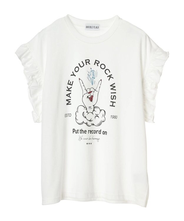 Green Parks ・ＤｏｕｂｌｅＦｌａｇｓ　フリルショルダープリントＴＥＥ Off White
