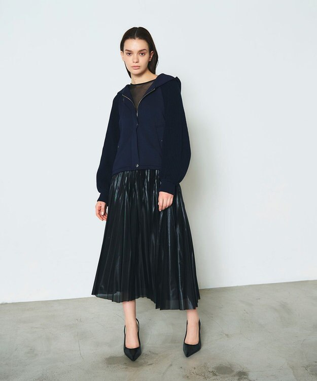 GRACE CONTINENTAL ニットコンビパーカー ネイビー