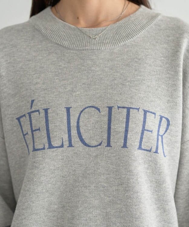 earth music&ecology 【洗濯機洗い可】スウェットライクロゴニットプルオーバー 杢グレー